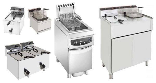Fritadeiras electricas de Bancada com ou sem torneira, Fritadeiras de Móvel a gás ou eléctricas, simples ou duplas