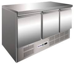 Bancada refrigerada ,tampo Inox, Reserva inferior de capacidade 2 contentores GN 1-1 por porta, Mod de 1,2 a 3 Portas
